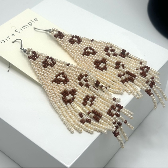Beaded Fringe Earrings in Vaquita - Picture 3 of 4